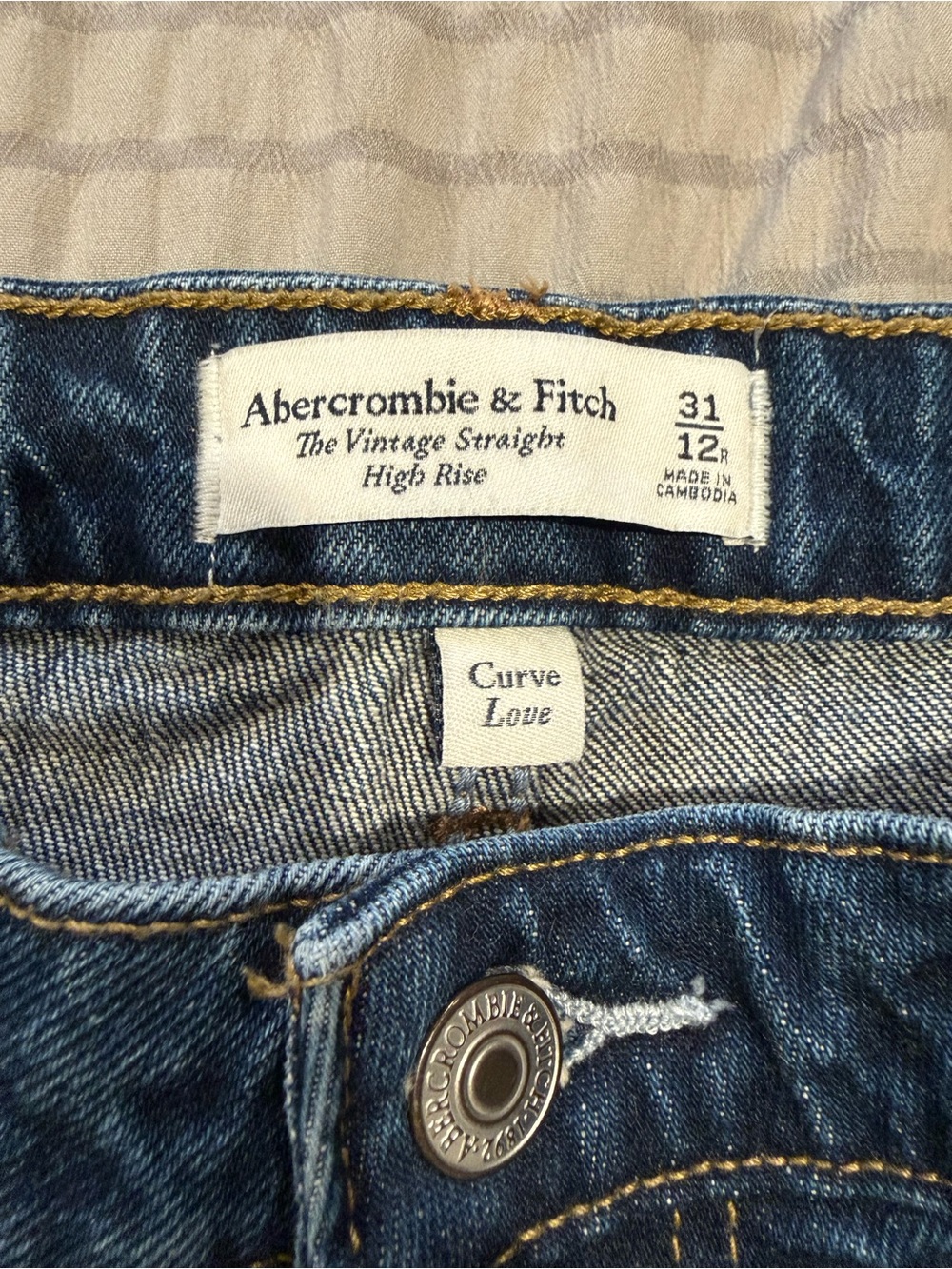 Abercrombie & Fitch The Vintage Straight High Rise Jeans Womens 31 Curve Love 12 - Picture 3 of 5